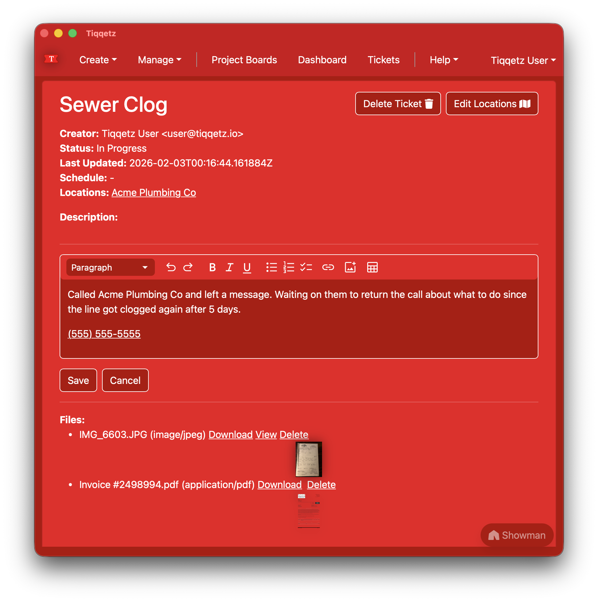 Comprehensive Ticket Management with File Attachments